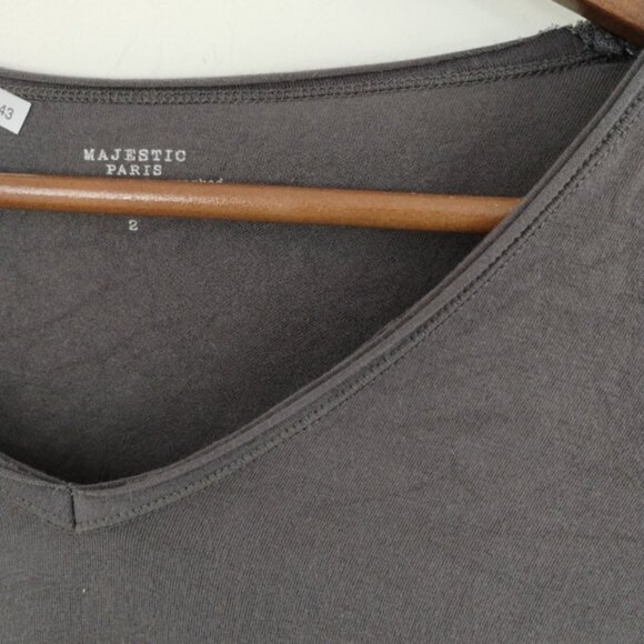 Majestic Paris V Neck Top Size 2 - Picture 2 of 8